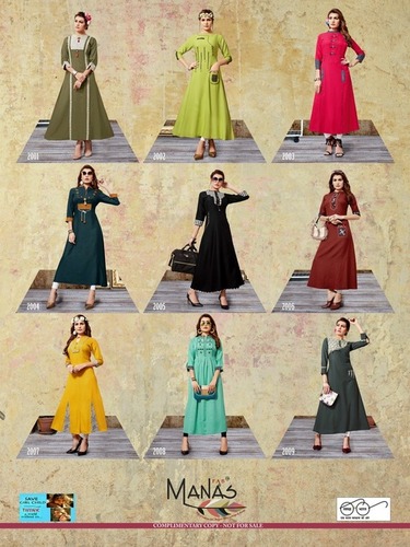 Designer Trendy Kurtis - 14 kg Rayon Flex, Sizes M-3XL, 9 Vibrant Colors | Breathable, Quick Dry, Customizable Logo