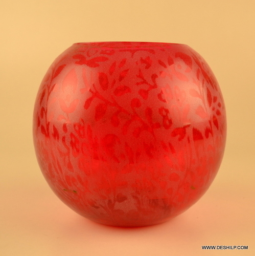 RED GLASS T LIGHT CANDLE HOLDER