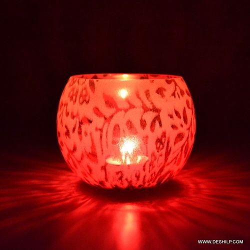 PINK GLASS T LIGHT CANDLE HOLDER