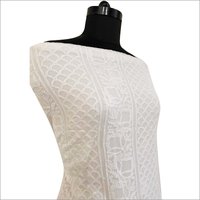Chikan Dress Material - Cotton, Variable Length, Off-white 44 Inches Wide | Comfortable, Intricate Embroidery, Lightweight, Soft Fabric, Versatile Styling