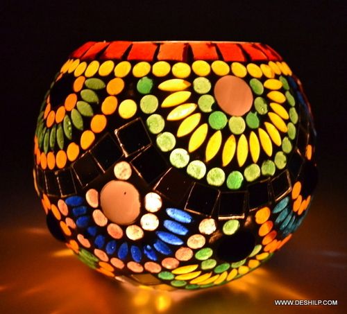 Mosaic Glass Candle Holder Home Decor Gift Items For Home