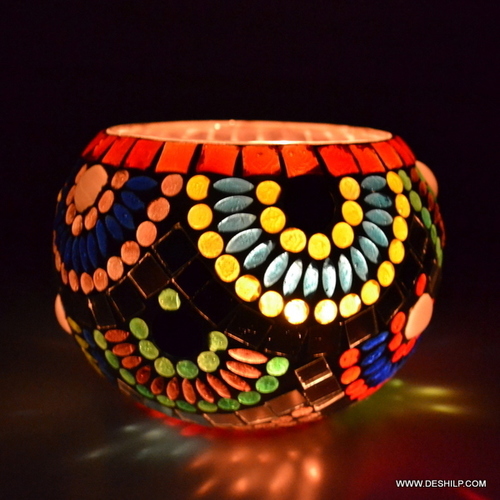 Multicolored Sunset Spark Glass Candle Display Piece