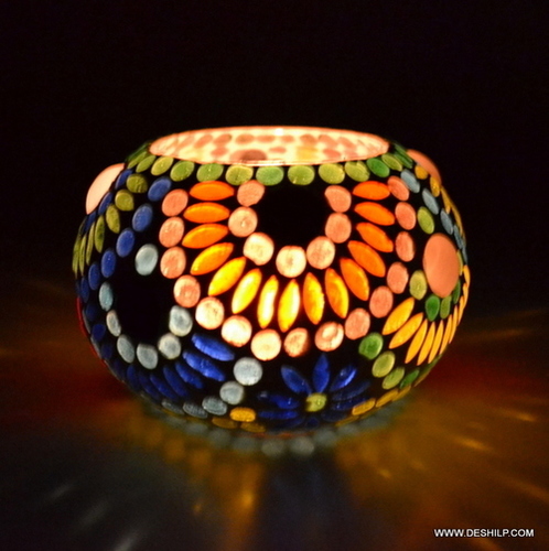 Handmade Aurora Glass Candle Stand A Home Decor Gift - Product Type: Votive Holder