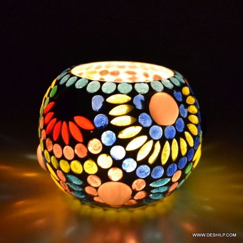 MULTI COLOR MOSAIC DECOR CANDLE HOLDER