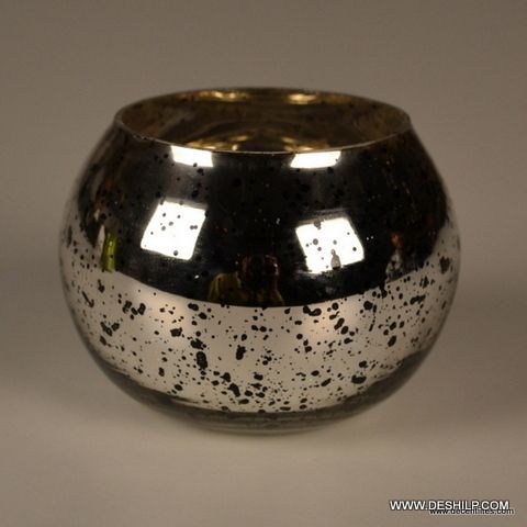 SILVER GLASS CANDLE HOLDER