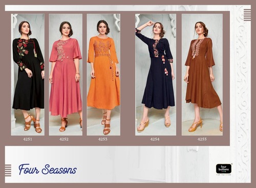 5 Colors Designer Western Kurtis