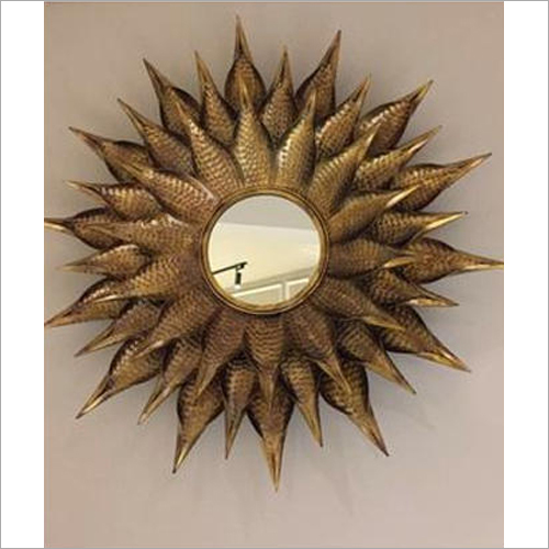 Wall Mirror - Round Metal in Variable Diameter, Gold Finish | Elegant Decorative Appeal, Durable Material, Stylish Sunburst Design, High Reflection