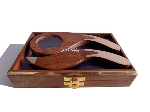 Wooden Magnifying Glass & Letter Opener with Box