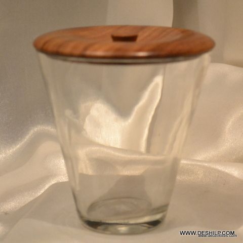 CLEAR GLASS COTTON BIRD HOLDER