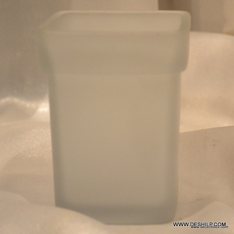 ANTIQUE SHAPE GLASS FROSTED BATHROOM BRUSH HOLDER