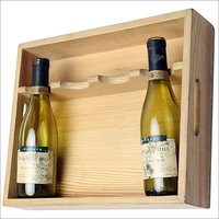 Restaurant Bottles Display Tray - Pine Wood With Melamine Finish, Slanted Design For Small Pint Bottles