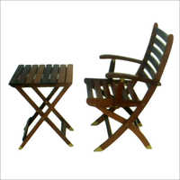 Burma Teak Wooden Folding Table And Folding Chair