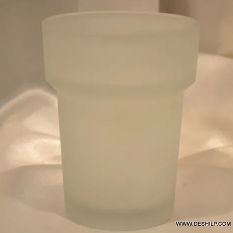 ANTIQUE GLASS FROSTED BATHROOM TUMBLER ANTIQUE GLASS FROSTED BATHROOM TUMBLER