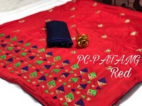 Heavy Embroidered Banglori Silk Designer Saree