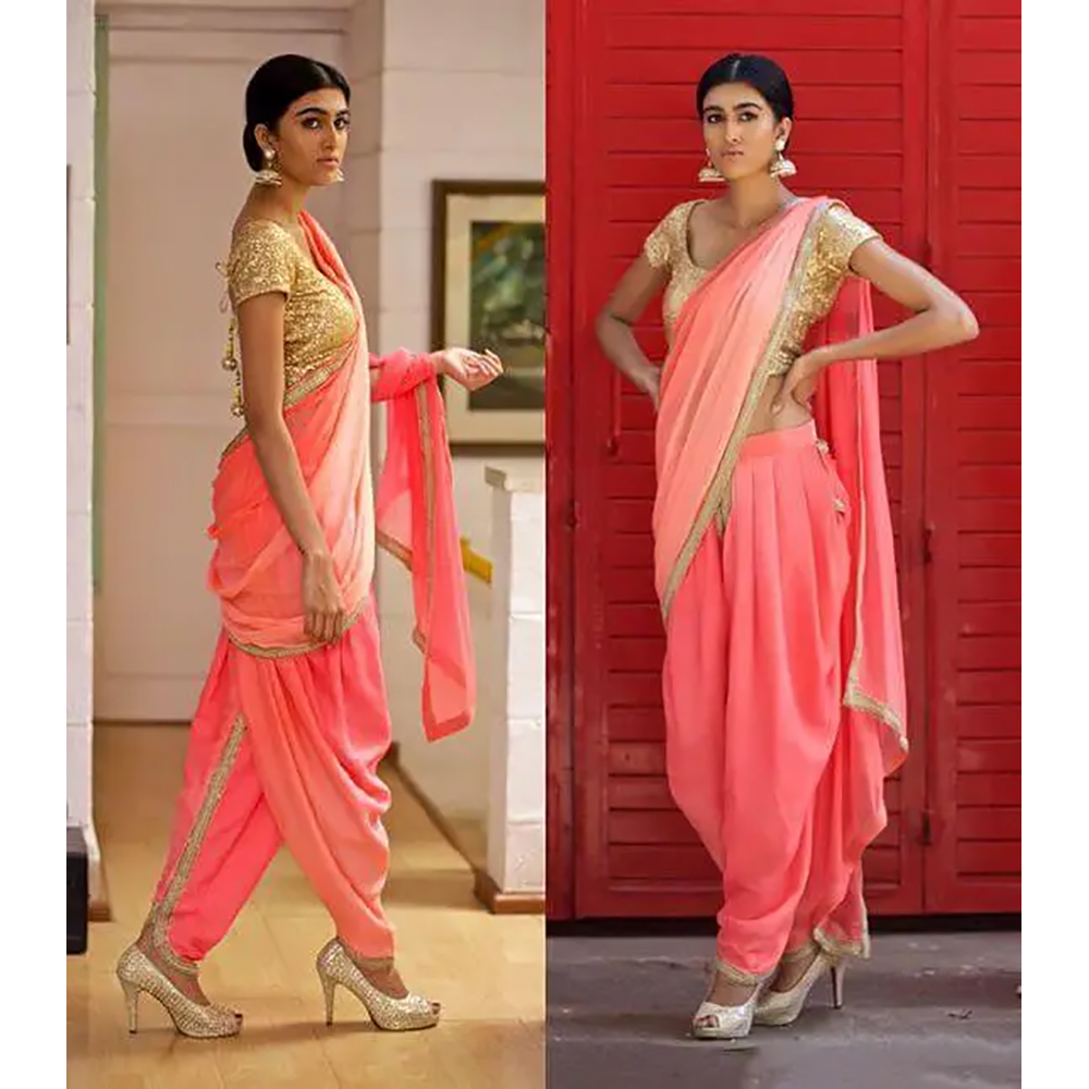 Peach Dhoti Saree