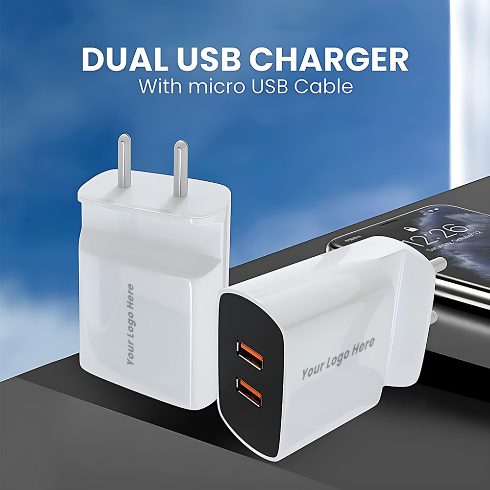 Dual Port Mobile Stand Charger  Fast USB Wall Adapter with Built-In Phone Holder (C 085)