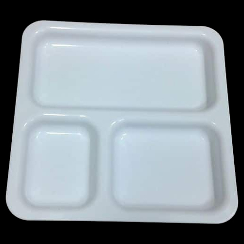 Three Partition Plate - Plastic Material, Size and Color as Per Requirement | Custom Design for Versatile Serving Solutions