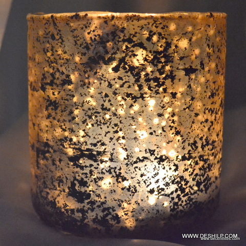 Glass Tea Light Candle Holders Copper Silver Holder Vintage Lights