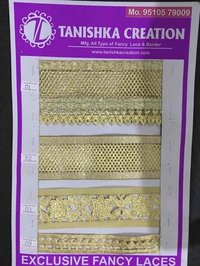 Mosh Jari Cutwork Lace - Polyester Satin | Golden Reversible Decoration Border With Plain Pattern