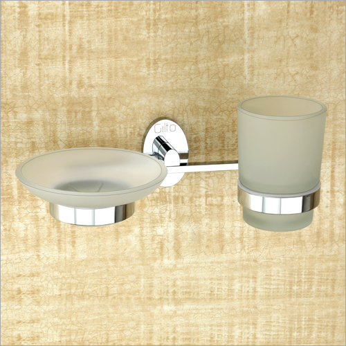 Wall Mounted Brass Soap Dish With Tumbler Holder