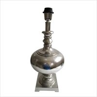 Decorative Aluminium Table Lamp - H-43.5 B-17x17 CM, Modern Nickel Finish with Energy Saving Light Source