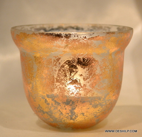 Handmade SILVER GLASS T LIGHT CANDLE HOLDER