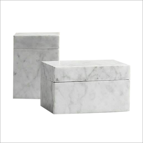 Marble Box - High-Grade Marble, White, Square & Rectangle | Elegant, Durable, Polished Finish, Unique Design