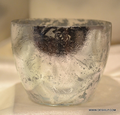 LustraLite Silver Glass Candle Holder