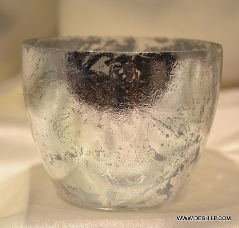 SILVER GLASS T LIGHT CANDLE VOTIVE