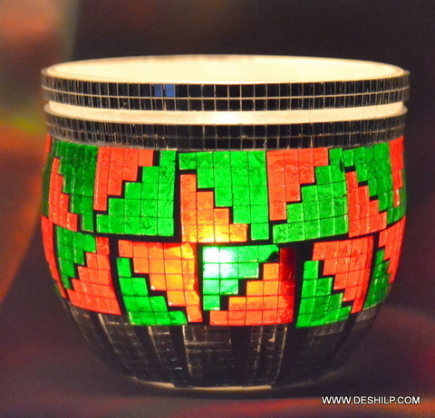 Multicolored Beautiful Candle Holder Glass Base Candle Holder