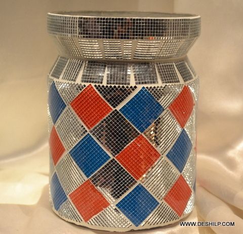 MOSAIC GLASS DECOR MULTI COLOR JAR