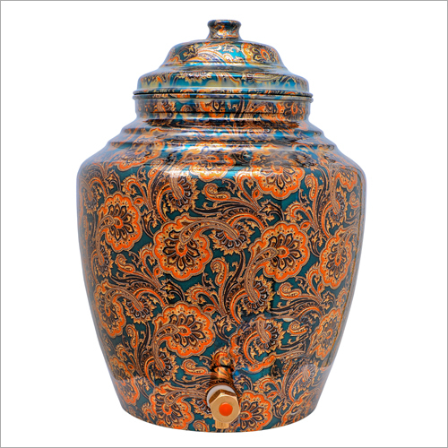 Floral Printed Copper Water Pot