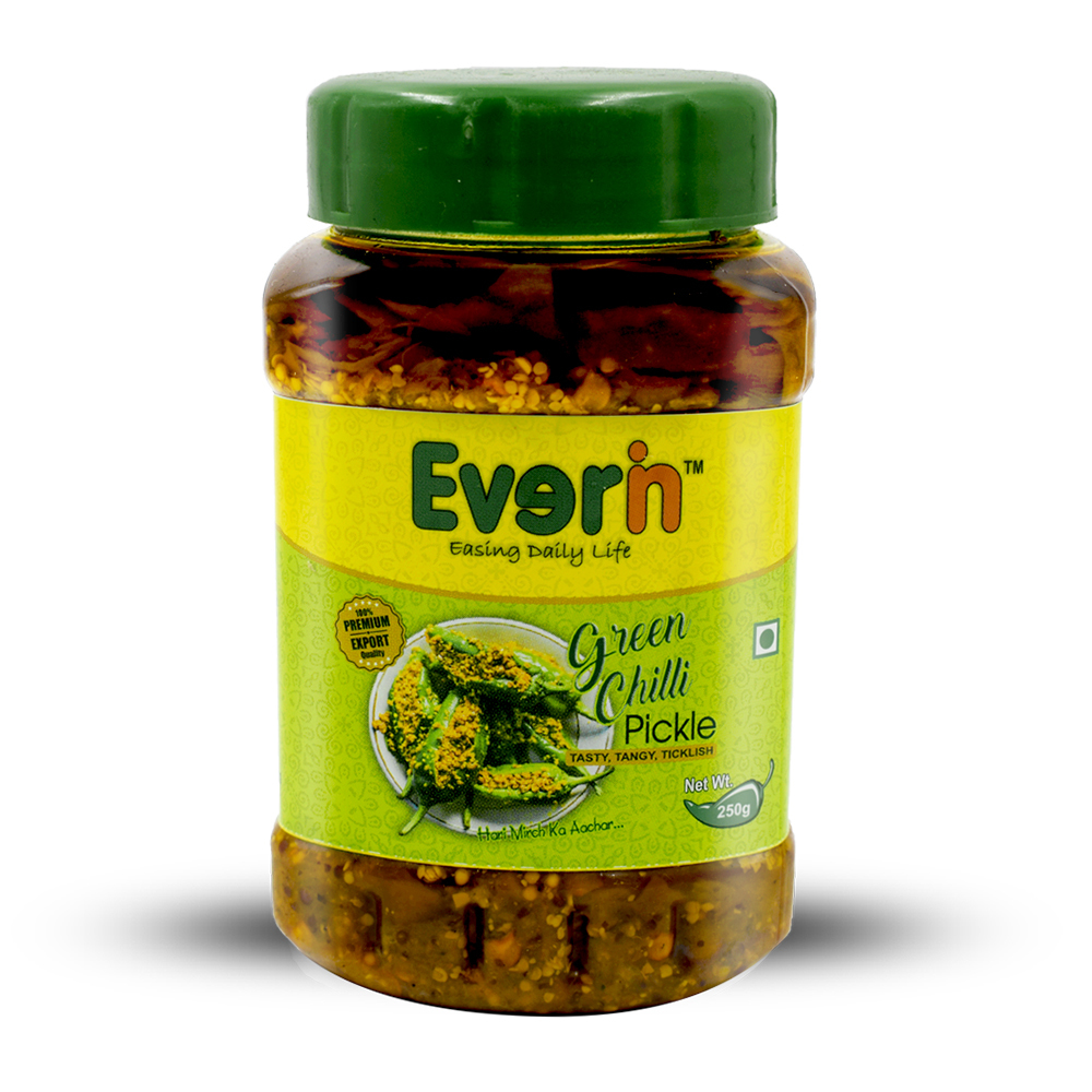 250 Gram Green Chilli Pickle - Pet Bottle, 24 Units per Corrugated Carton | Spicy, Sliced in Oil, 12 Months Shelf Life, Tickle Your Taste Buds