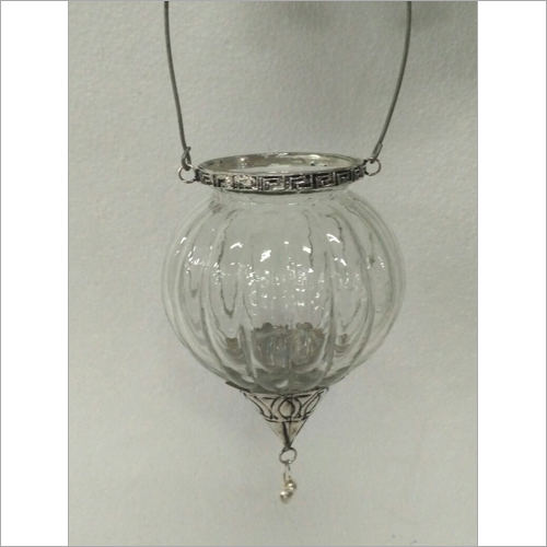 Votives - Glass and Metal, 14 cm Height, Clear with Silver Finish | Elegant Design, Durable, Versatile, Hanging Style