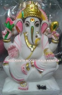 Gold Plated Marble Ganesha Statue