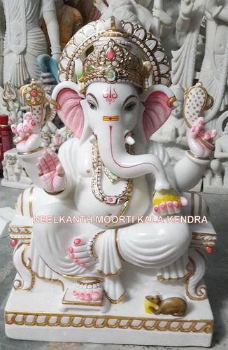 Eco-friendly White Marble Ganesha Statue