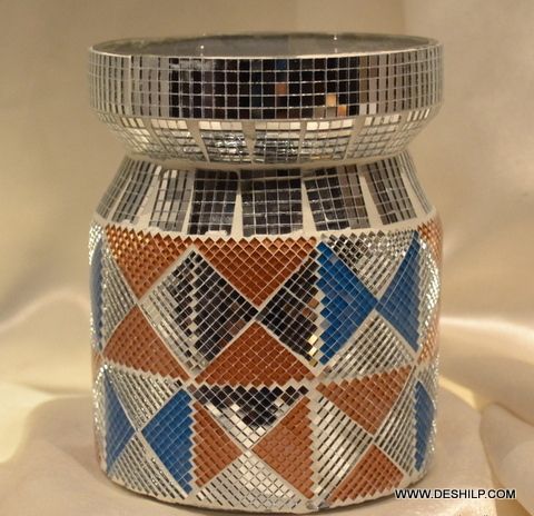 MOSAIC GLASS DECOR AND COLORFUL JAR