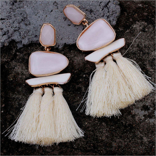 Earring-Simon Tassels White