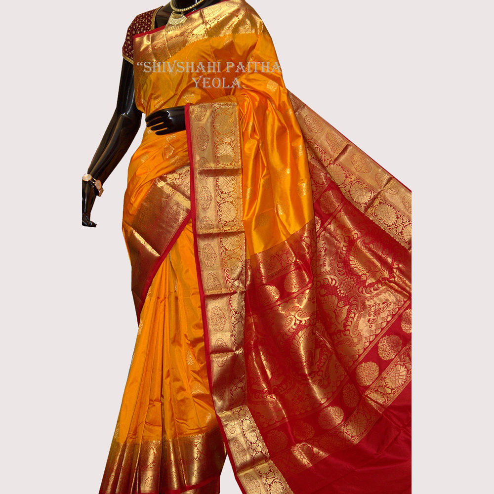 Yellow Heavy Border Wedding Silk Saree Latest 4037SR02