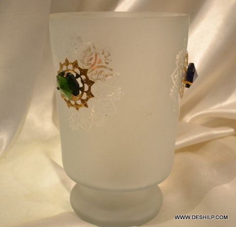 FROSTED GLASS DECOR FLOWER VASE