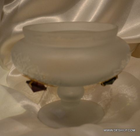 FROSTED GLASS PILLAR CANDLE HOLDER