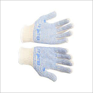 Fruntiur White Dotted Hand Gloves - Cotton, Full Finger, White, Printed | Industrial Application, Lightweight Design, Male Fit