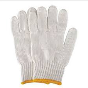 Knitted Hand Gloves - Cotton Material, Full Fingered Design | Lightweight, Safety Style in White and Orange