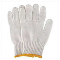 Knitted Hand Gloves - Cotton Material, Full Fingered Design | Lightweight, Safety Style In White And Orange