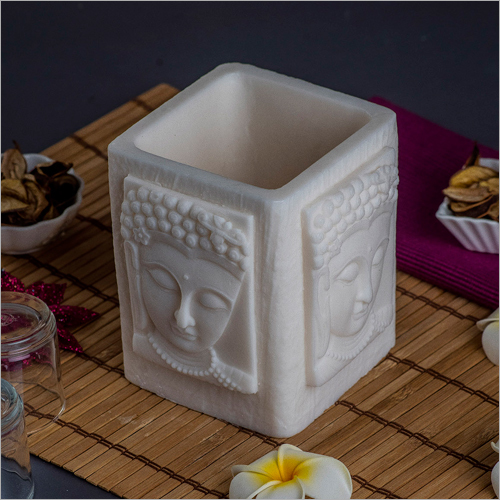 Buddha White Wax Candle Holder By VIRGO PRODUCTIONS LLP