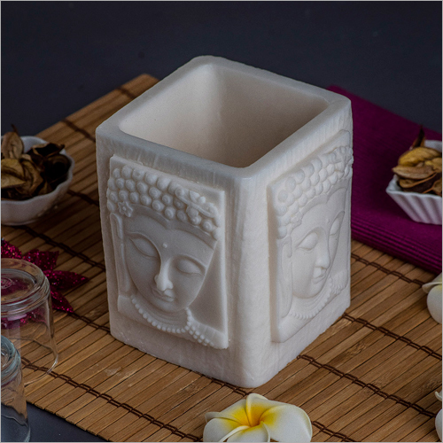 Buddha White Wax Candle Holder