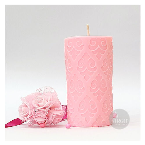 Embossed Motif Design Scented Pillar Candle