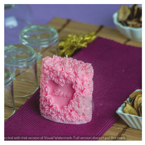 Love Rose Candle-Pink, Strawberry pack of 1