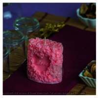 Love Rose Design Scented Decorative Love Candle Pink Colour