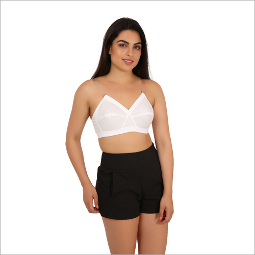 Ladies White Cotton Bra - Cotton Material, Girls Size, Elegant White Color | Plain Pattern Design, Comfort-Focused Fit